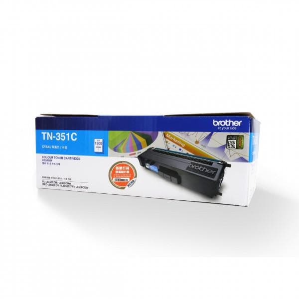Brother TN-351C Cyan Genuine Color Laser Toner Cartridge (1,500 Pages) - Image 1